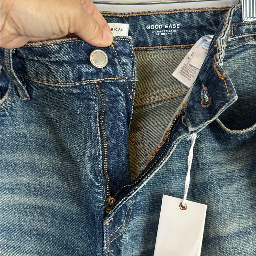 NWT Good American Good Ease Mid Rise Jean Relaxed Fit High Rise 34” Inseam 4/27 - Picture 14 of 16
